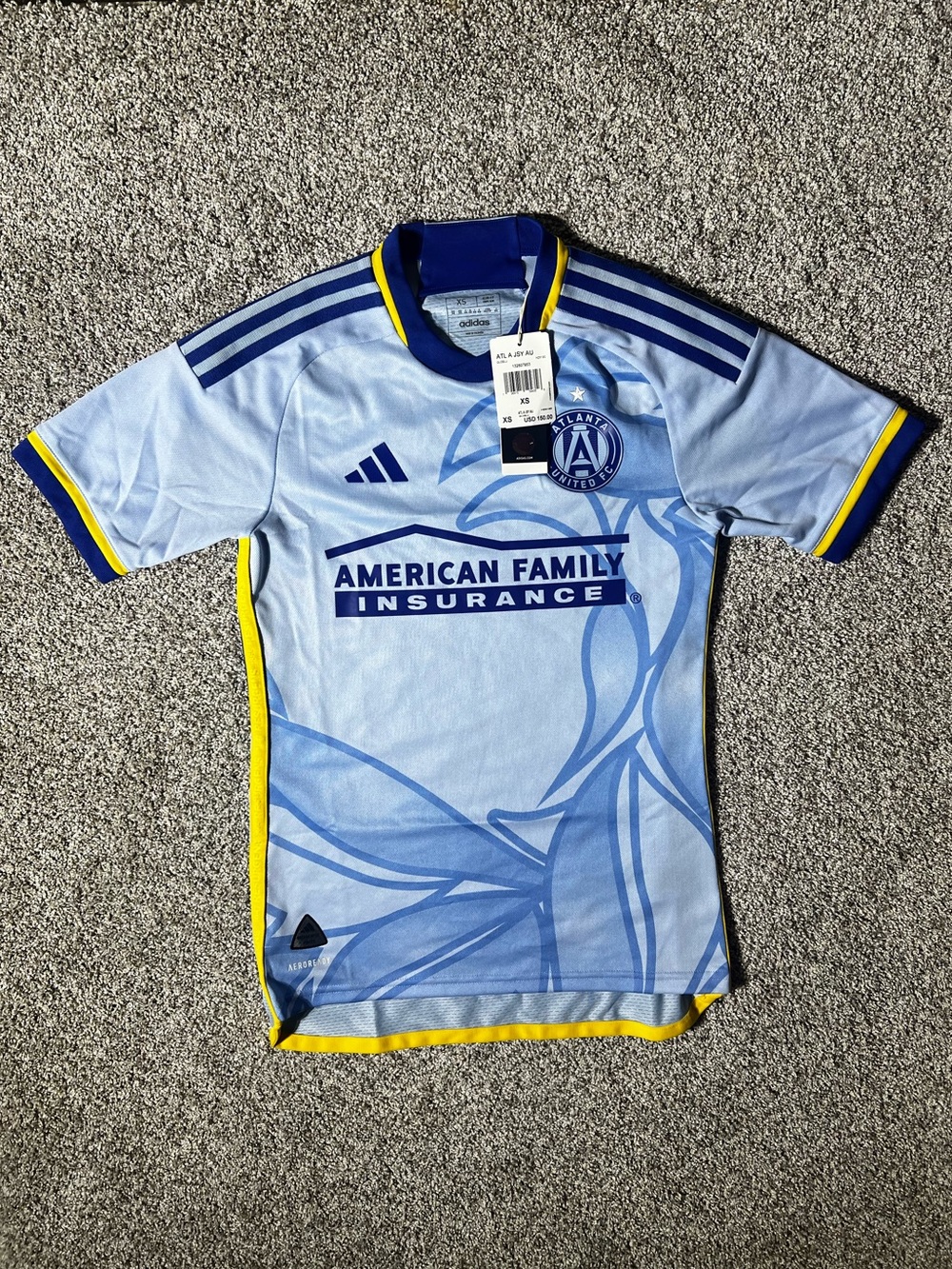 adidas Kids Light Blue Soccer Jersey with Yellow Trim